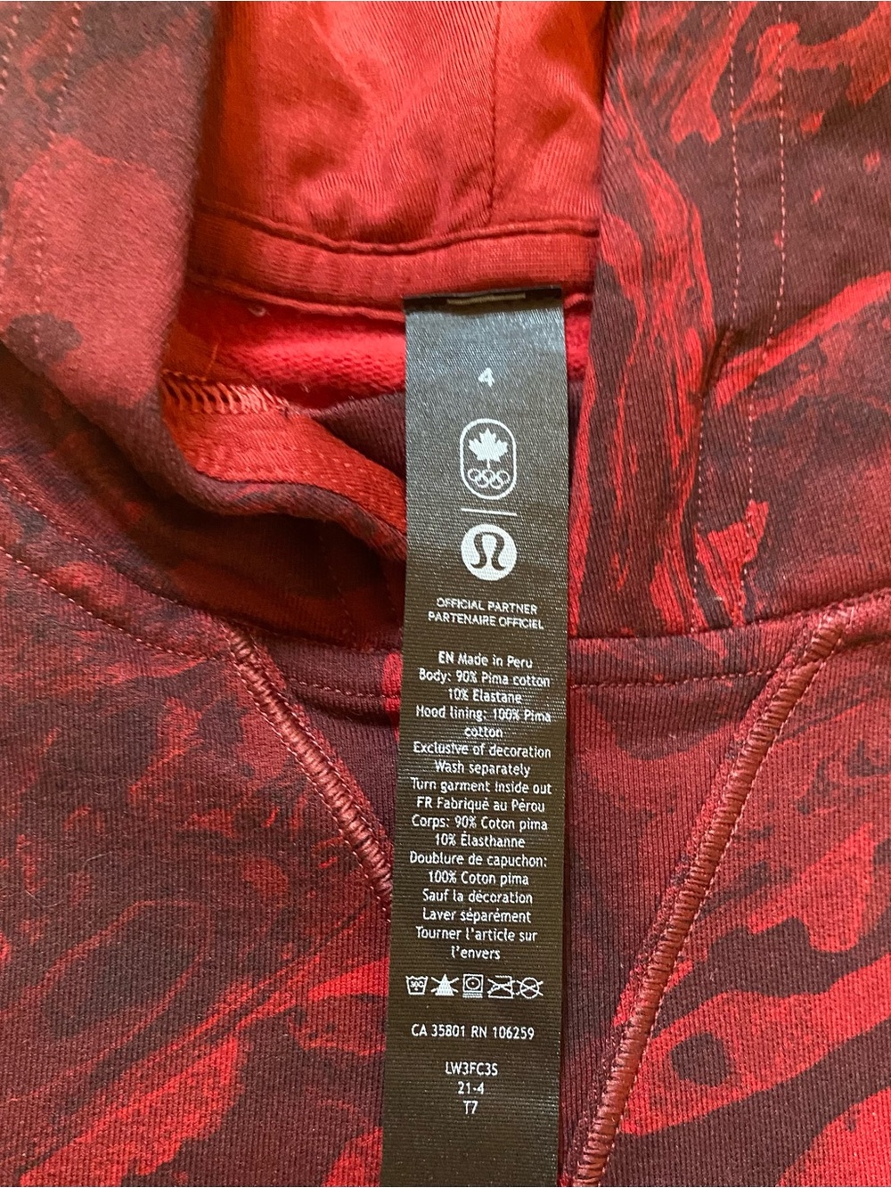 Lululemon Team Canada Olympics All Yours Cropped Hoodie - Red Marble - Picture 10 of 15